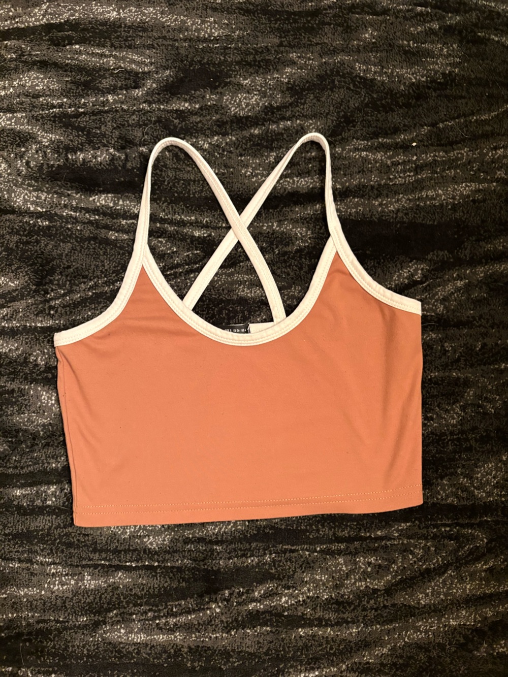 SHEIN Rust Crop Bralette with White Trim